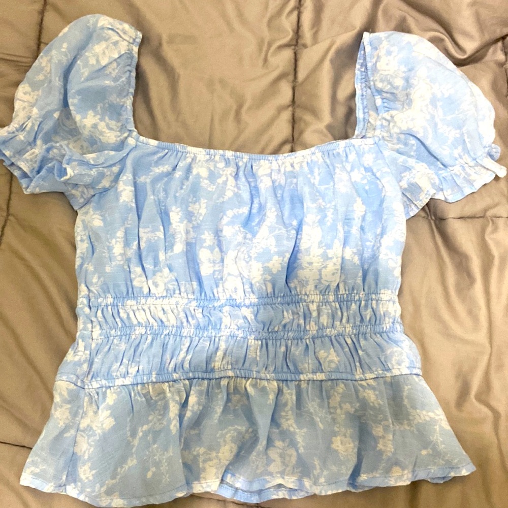 Very pretty white and blue blouse